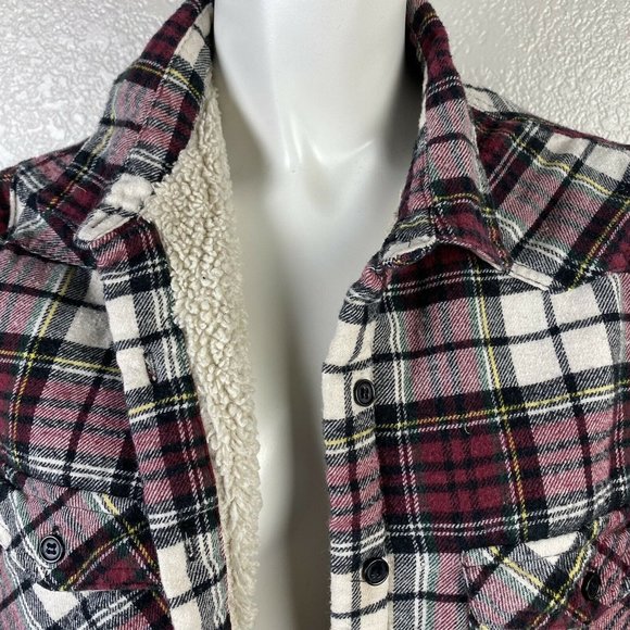 Forever 21 Women's Jacket Plaid Button Up Sherpa - Picture 3 of 5